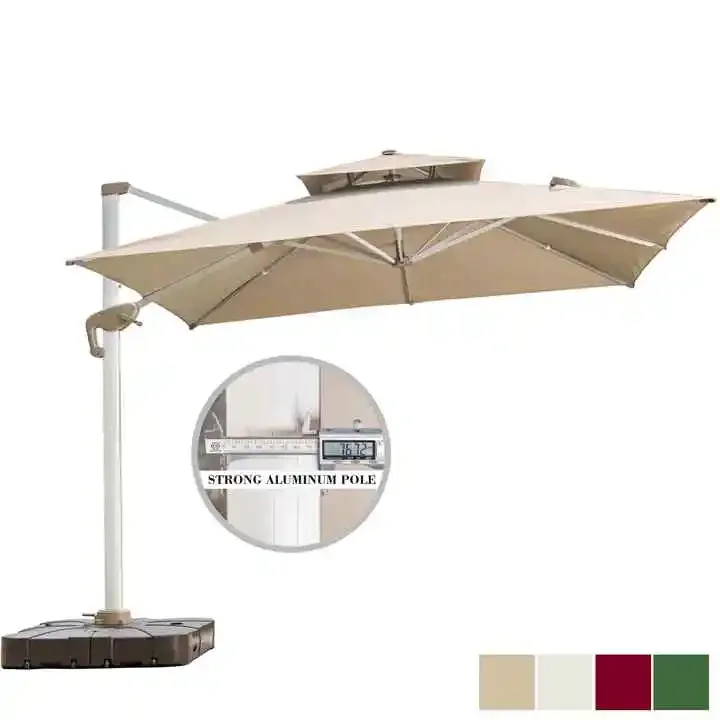 

2026 Double Top Patio Garden Beach Umbrella Outdoor Cantilever Patio Umbrella Patio Umbrella With Solar Lights