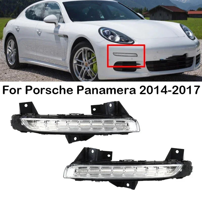 Pair Left&Right Daytime Running Light Assembly For Porsche Panamera 2014 2015 2016 2017 Front Bumper Anti Fog Light 97063108152