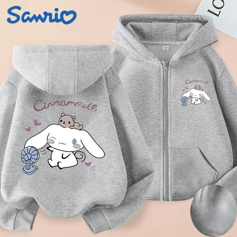 

Новинка 2023, милая Толстовка Sanrio в стиле мультфильма Cinnamoroll, осенне-зимняя теплая куртка, подходит для взрослых, студентов, родителей, одежда, пальто в подарок