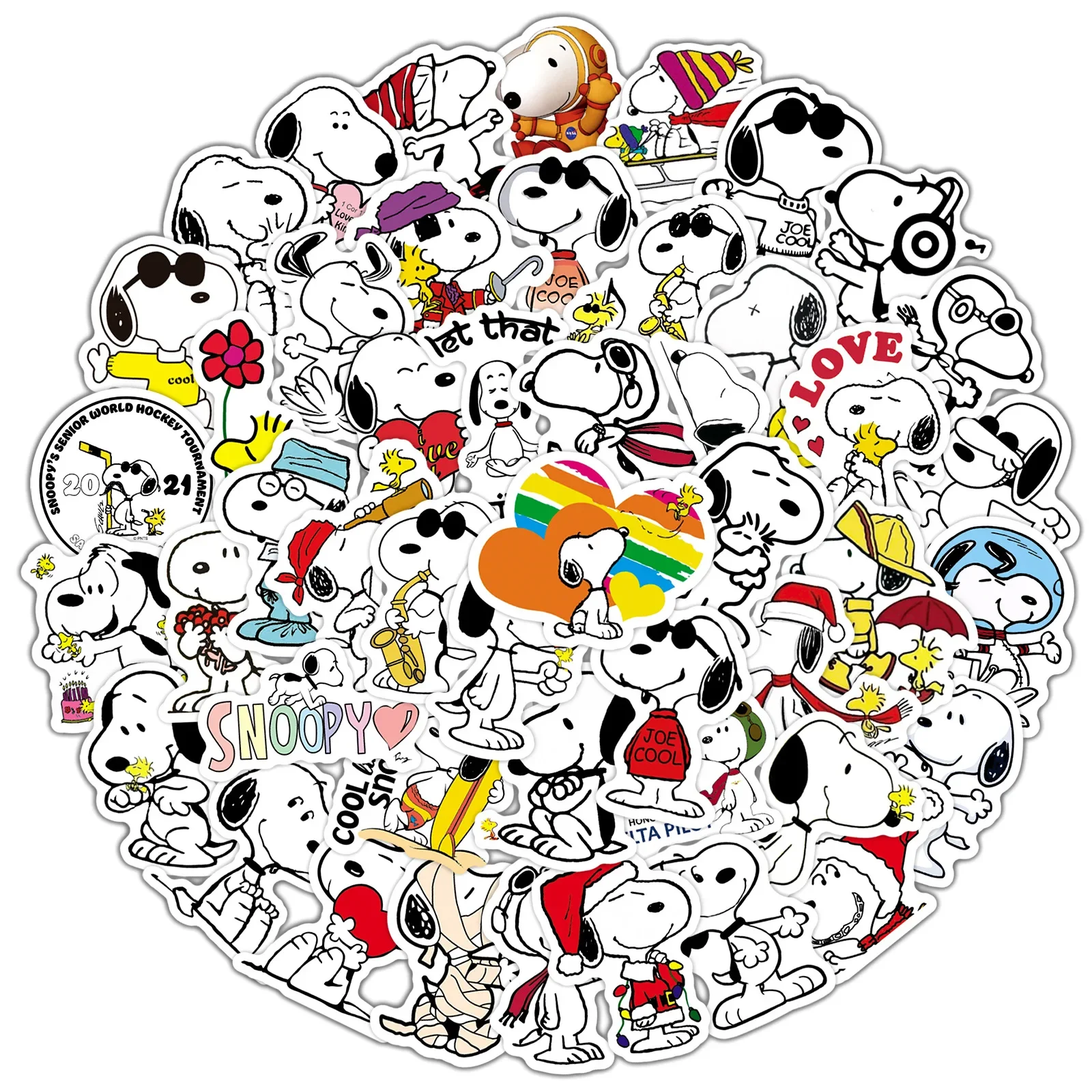 50Pcs Snoopy Anime Stickers Cartoon Dog Graffiti Water Cup Luggage Laptop Handbook Waterproof Sticker Cheap Kawaii Stationery