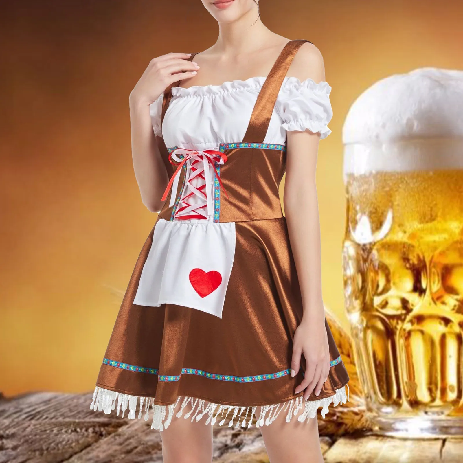 Robe de cosplay allemande pour femme, robe Dirndl, costume de bière sexy, fête de paupières d'Halloween, fille bavaroise, Off Initiated, Oktoberfest