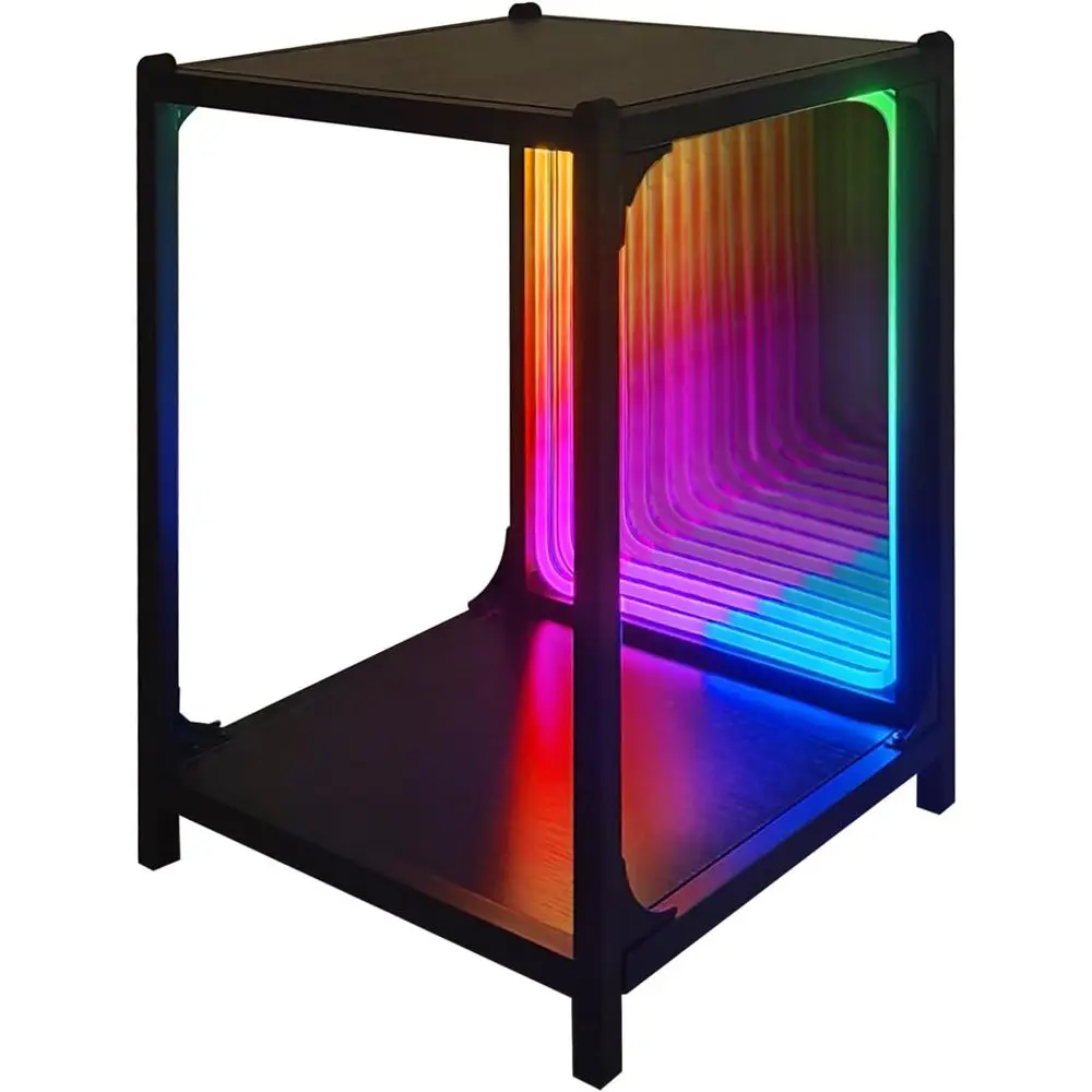 LED Infinity Spiegelleuchte Aufbewahrungsschrank, RGBW verstellbares Farbtemperament für Schlafzimmer/Gaming-Raumdekoration