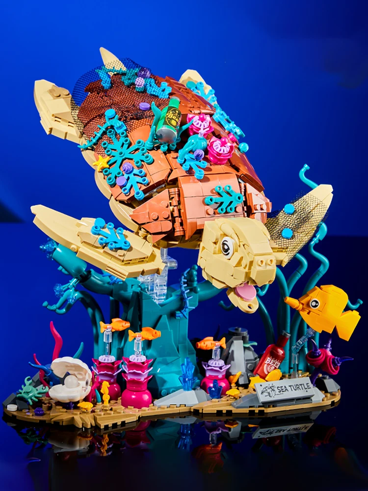 HUIQIBAO 1271PCS MOC Zeeschildpad Vissen Model Bouwsteen Dier Serie Baksteen Bouw Speelgoed Voor Kinderen Bureau Woondecoratie - afbeelding 2