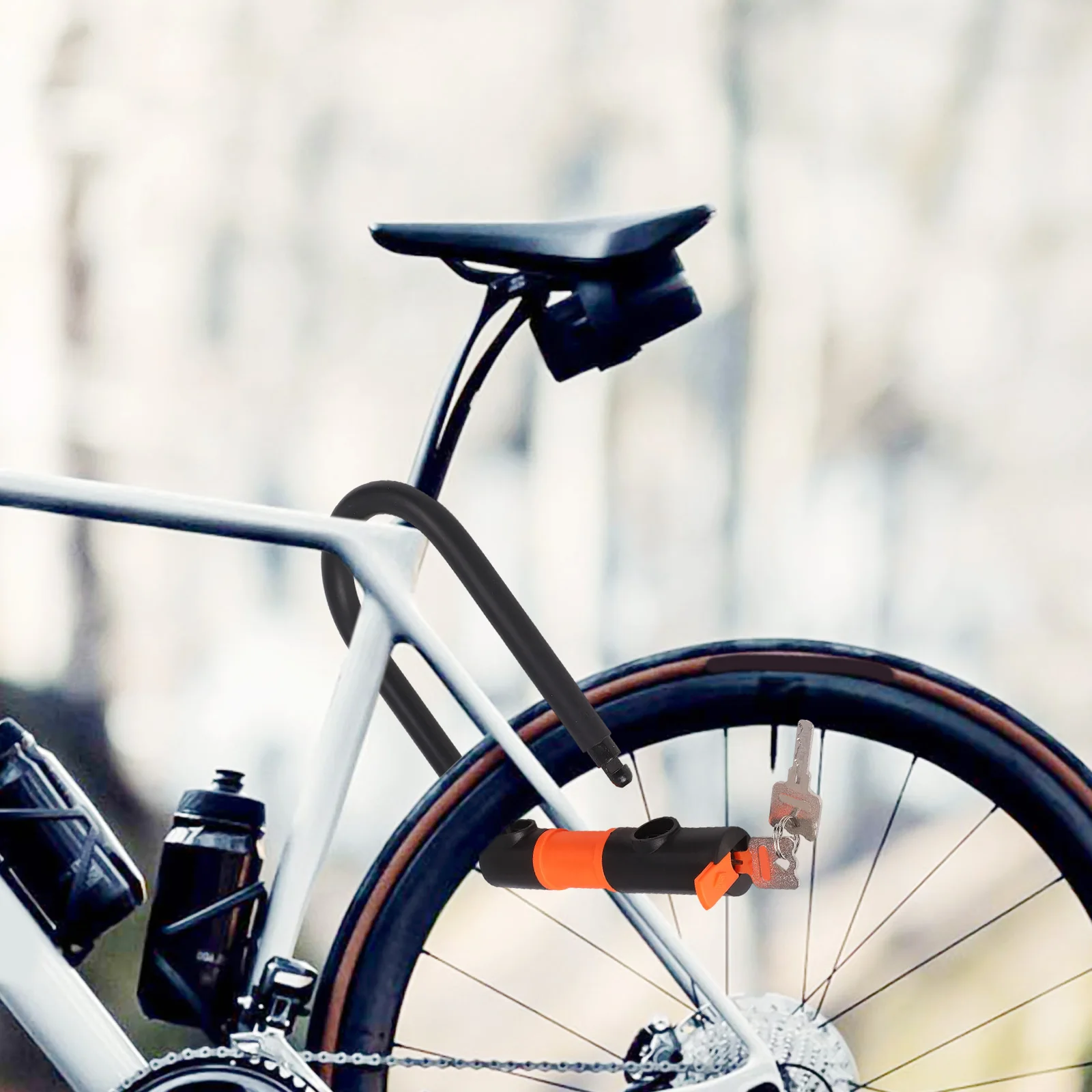 1 Set Bicycle U-shaped Lock With 2 Keys For Anti-theft Suitable Comfortable For Mountain Bikes Replace Practical  Accessories