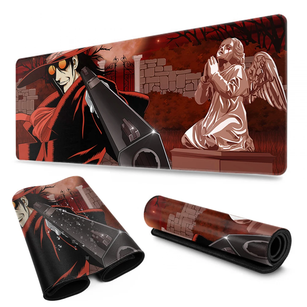 Xxl hellsing alucard grande mousepad kawaii acessórios de jogos antiderrapante mouse pad gamer xl tapete de teclado mausepad tapis de souris