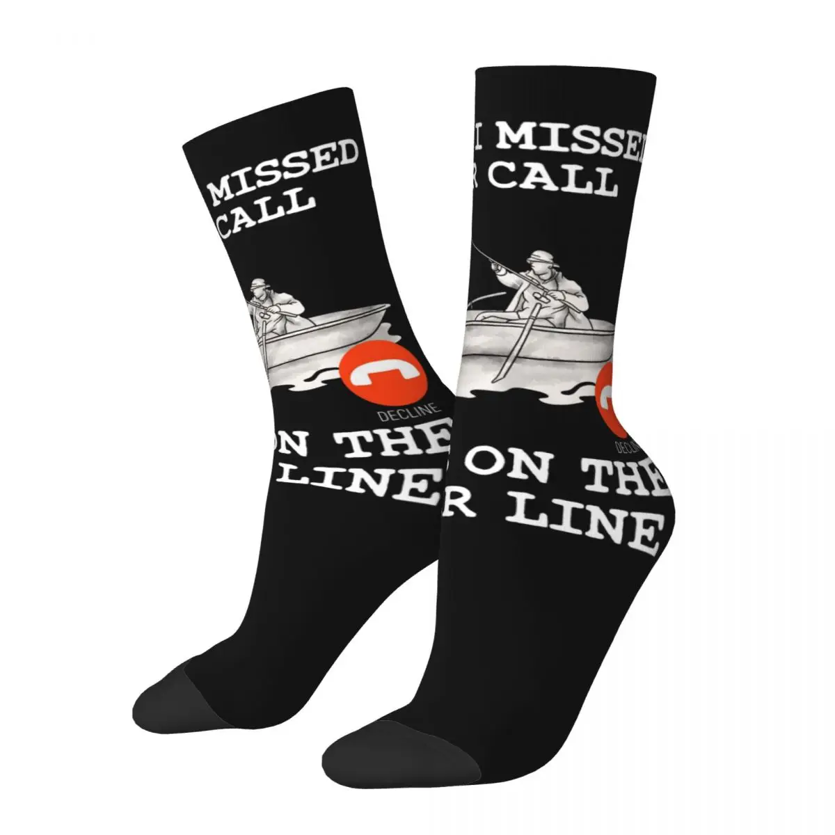 Hip Hop Vintage Fishing Funny Quote Crazy Men's compression Socks Unisex Harajuku Pattern Printed Funny Novelty Happy Crew Sock