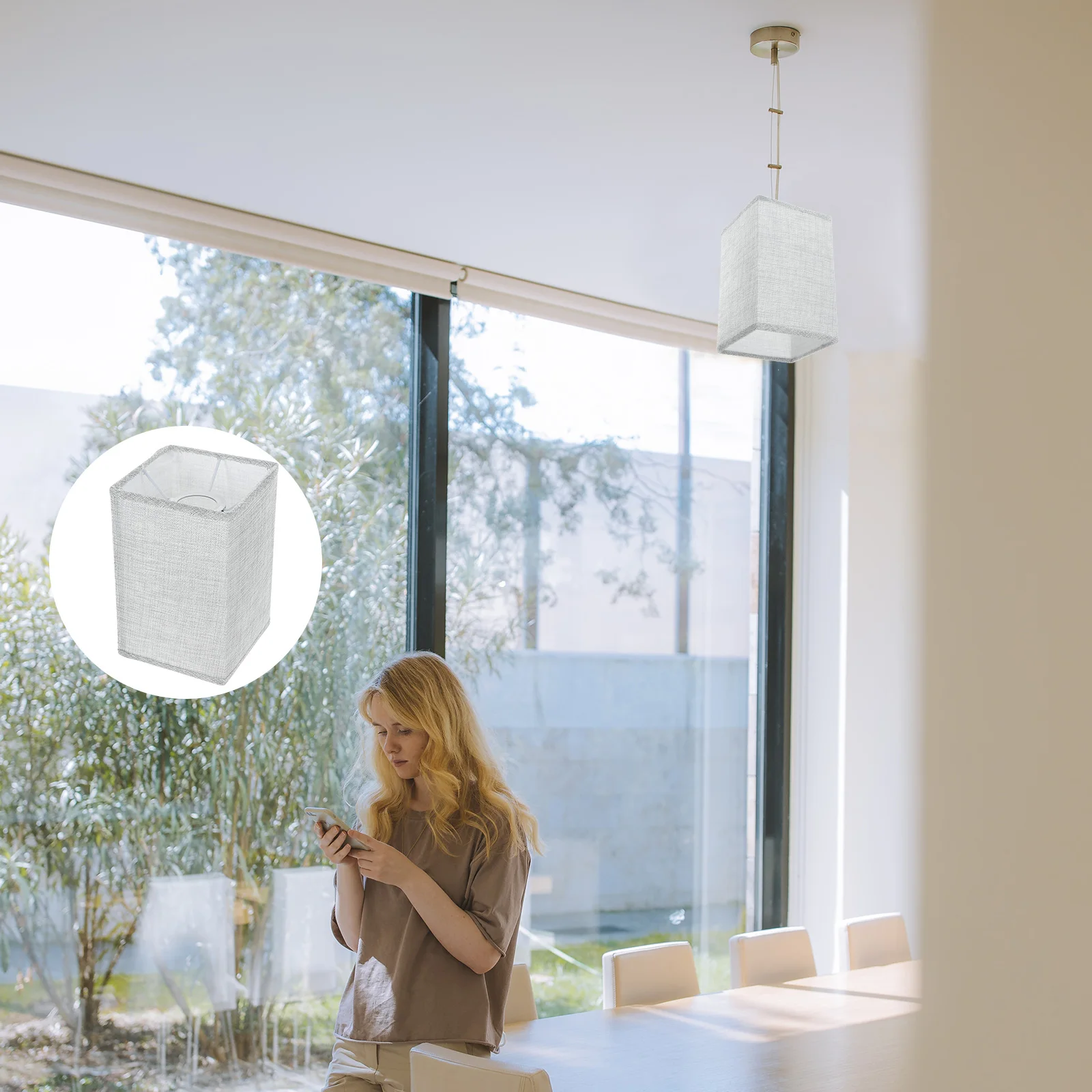 

Square Lampshade Table Fabric Cover Linen Cloth Shades Floor Shape Desk Office Lighting Bedroom Atmosphere Decor