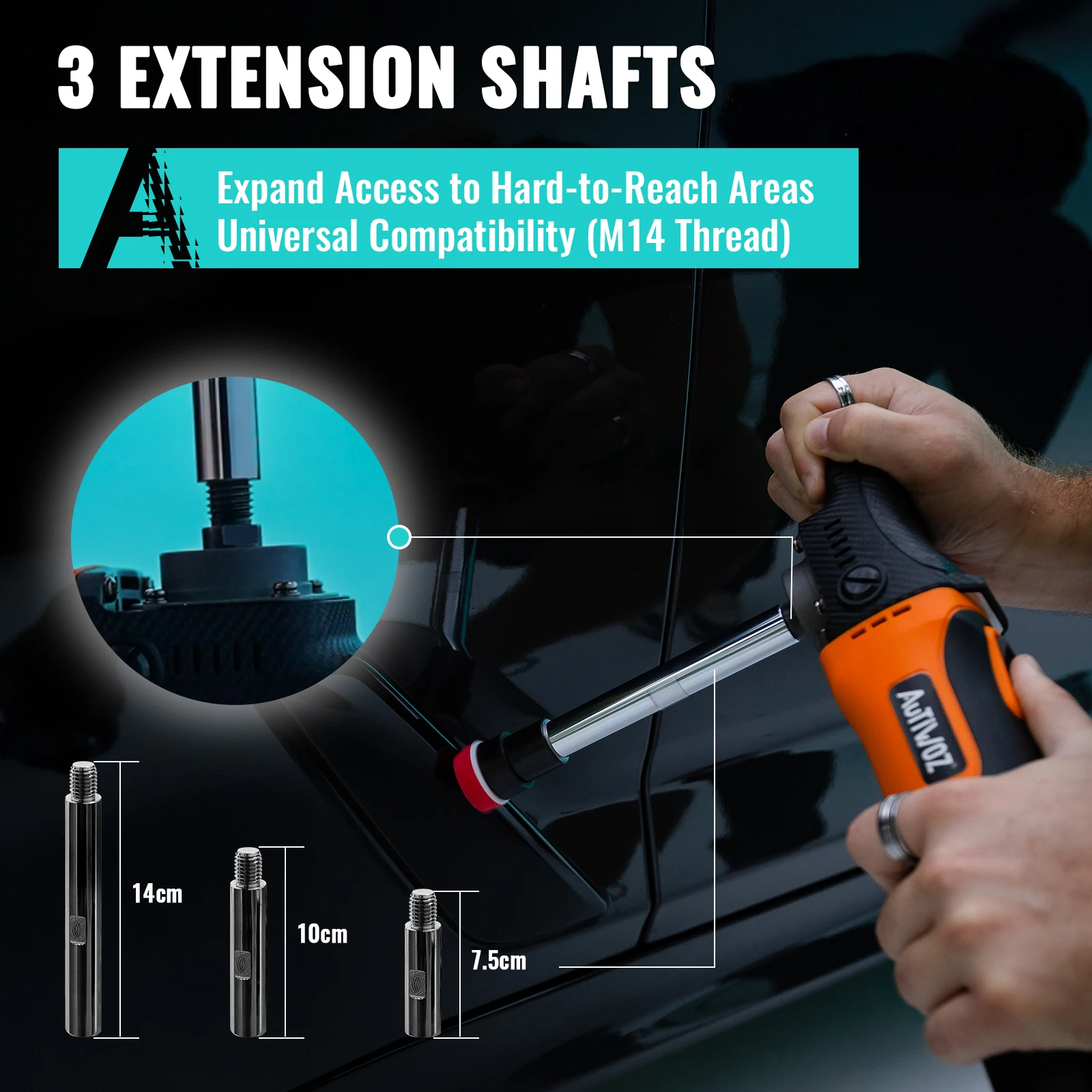AUTIWOZ W03 Carbon Fiber Style Rotary Car Polisher 1/2/3" Mini Detailing Kit 600W Auto Paint Care Buffer Machine