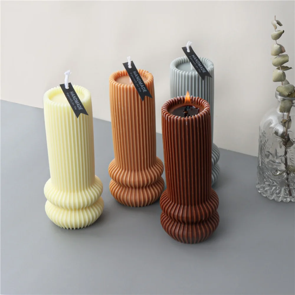 Plissee Säule Silikon Kerze Form Laterne Textur Harz Seife Form für DIY Kerze Machen Ton Handwerk Desktop Kunst Dekoration