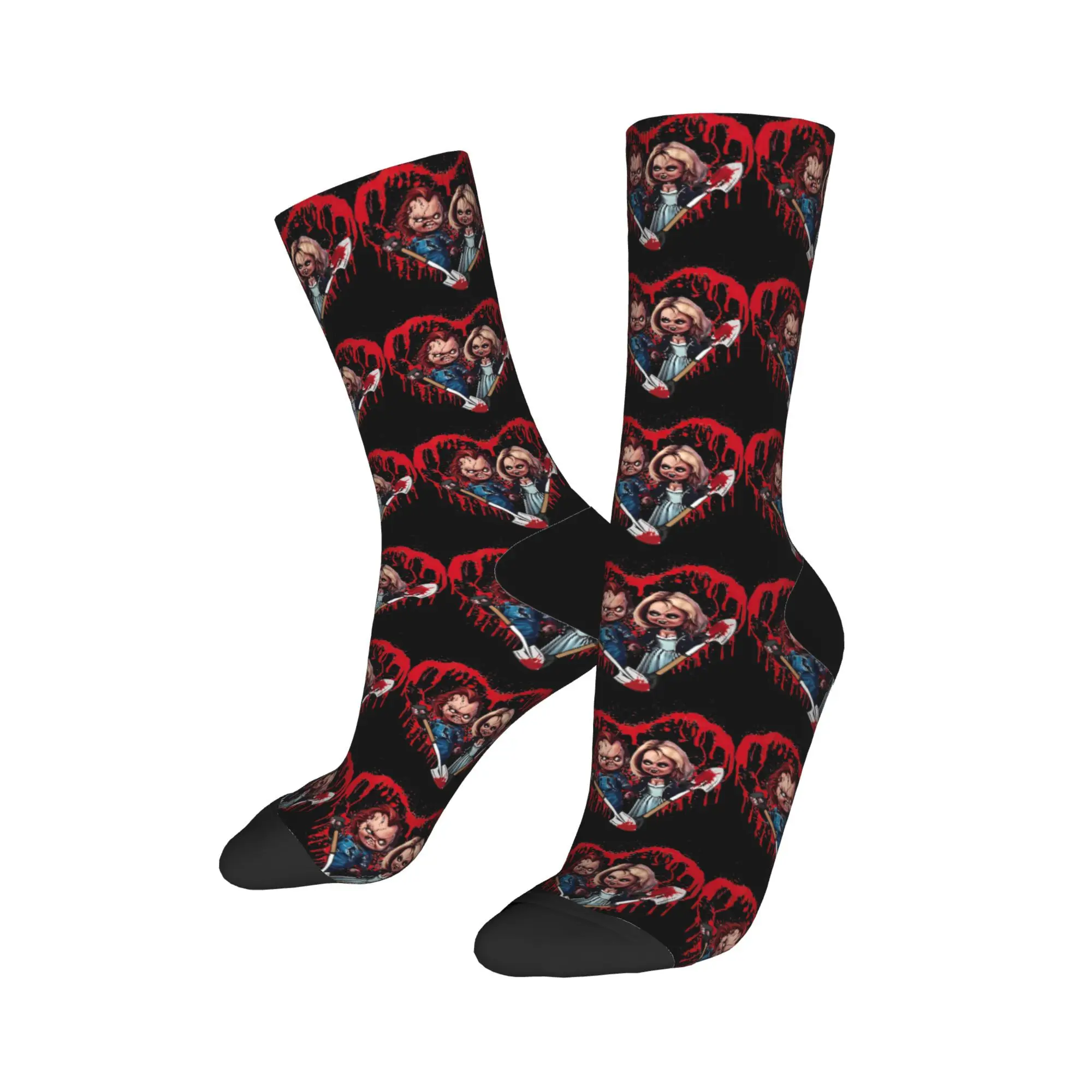 Men's Socks Harajuku Bloody Heart Bride Of Chucky And Tiffanies Halloween Sock Graphic Women's Socks Spring Summer Autumn Winter