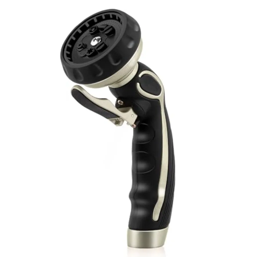 

Насадка для шланга с легким самоблокирующимся триггером Сверхмощный металлический распылитель для водяного шланга с 9 узорами распыления и клапаном включения и выключения Идеально