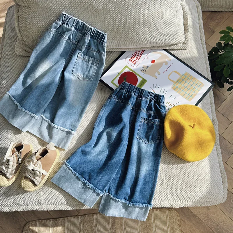 Baby Girl Pants New Children Jeans 2024 Spring Baby Girls Fashion Jeans Wide-leg Pants Cross-border Children Fashion Wear