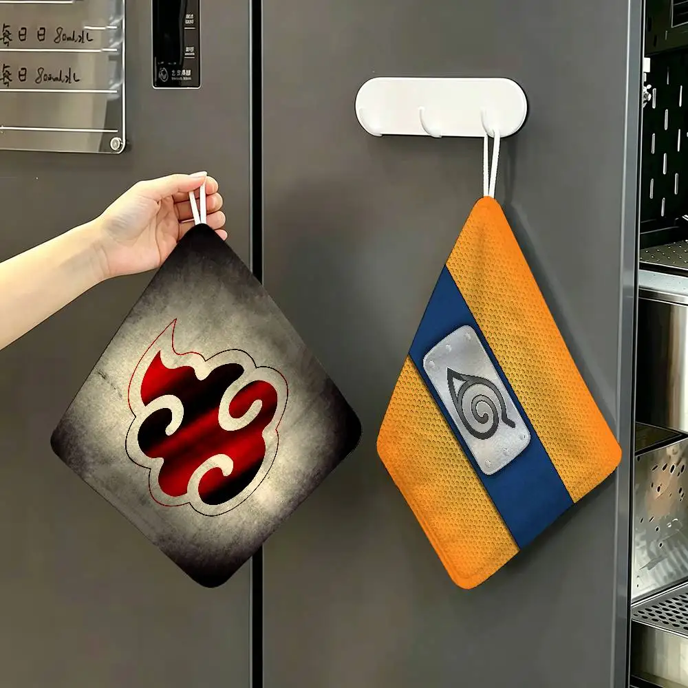 Anime N-N-arutoS Polyester Cotton Hand Wiping Towel, Hanging Design, Durable for Household Restaurant Toilet Use