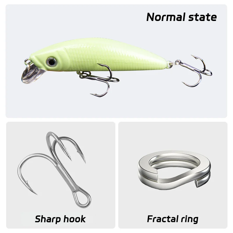2PCS 3D Luminous Minnow Fishing Lure With Treble Hooks Pesca Hard Bait Artificial Crankbaits for Bass Pike Carp Fishing image 5