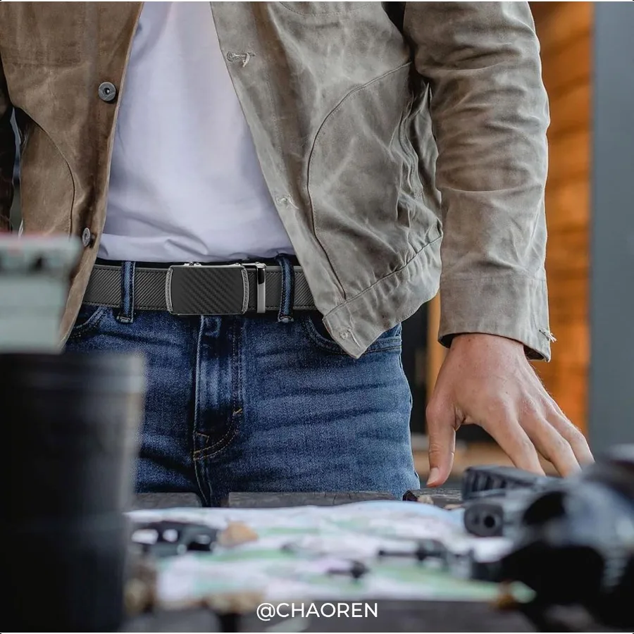 CHAOREN Mens Belt Leather Ratchet Belt Customizable Fit Effortless Style 35mm