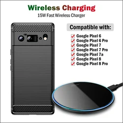 15W Fast Wireless Charger for Google Pixel 6 7 7a 8 Pro Phone Wireless Charging Pad with Cable Gift Case