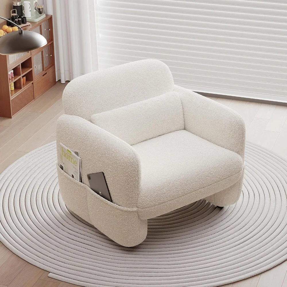 Ensemble de 2 chaises de 33,46 pouces, chaises de lecture confortables pour salon, fauteuil de salon surdimensionné en agneau Sherpa avec oreiller de taille