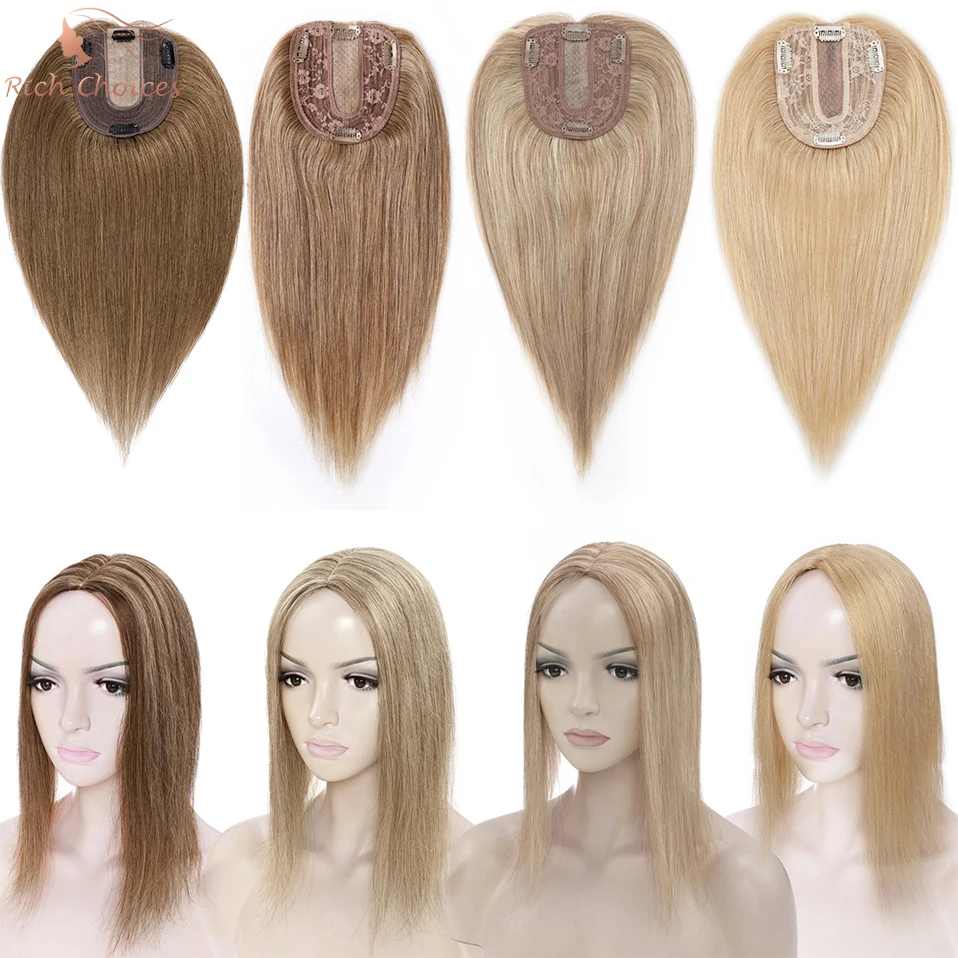 

Rich Choices 10×12cm Hair Toppers 100% Human Hair For Women Silk Base Hairpeices Natural Wig Blonde Clip In Hair Extentions