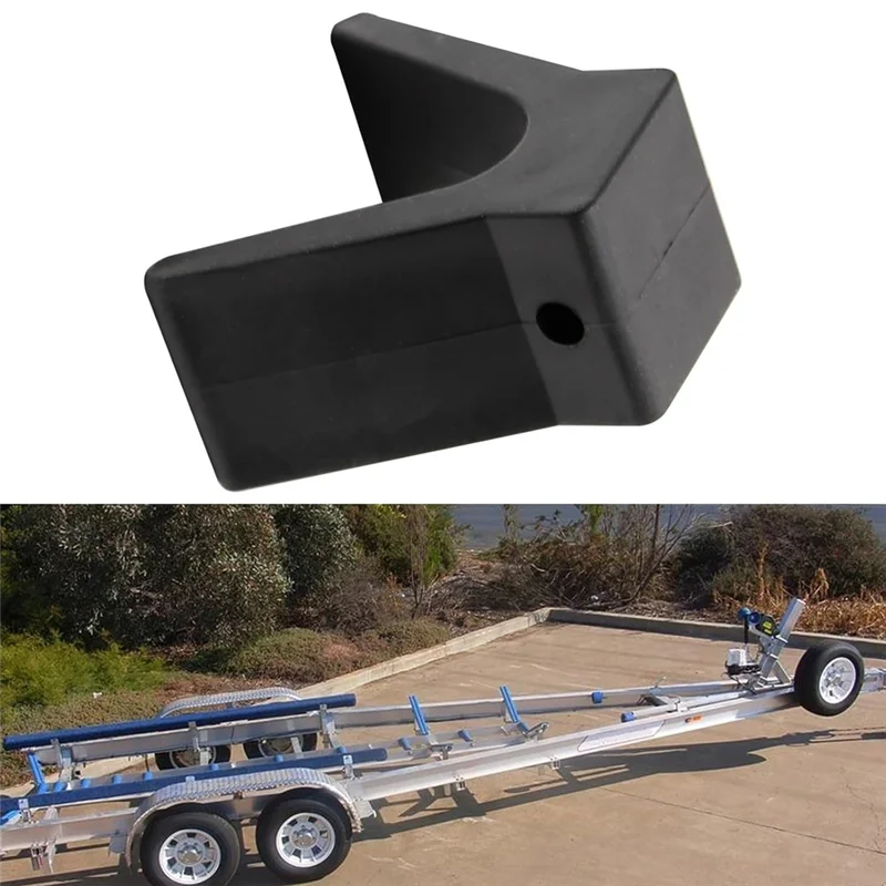 

A21F-V-Style Boat Trailer Bow Stop Block Trailer Rubber Bow Stop Non Marking Mounting Hole 2 Inch Width 4 Inch V-Span