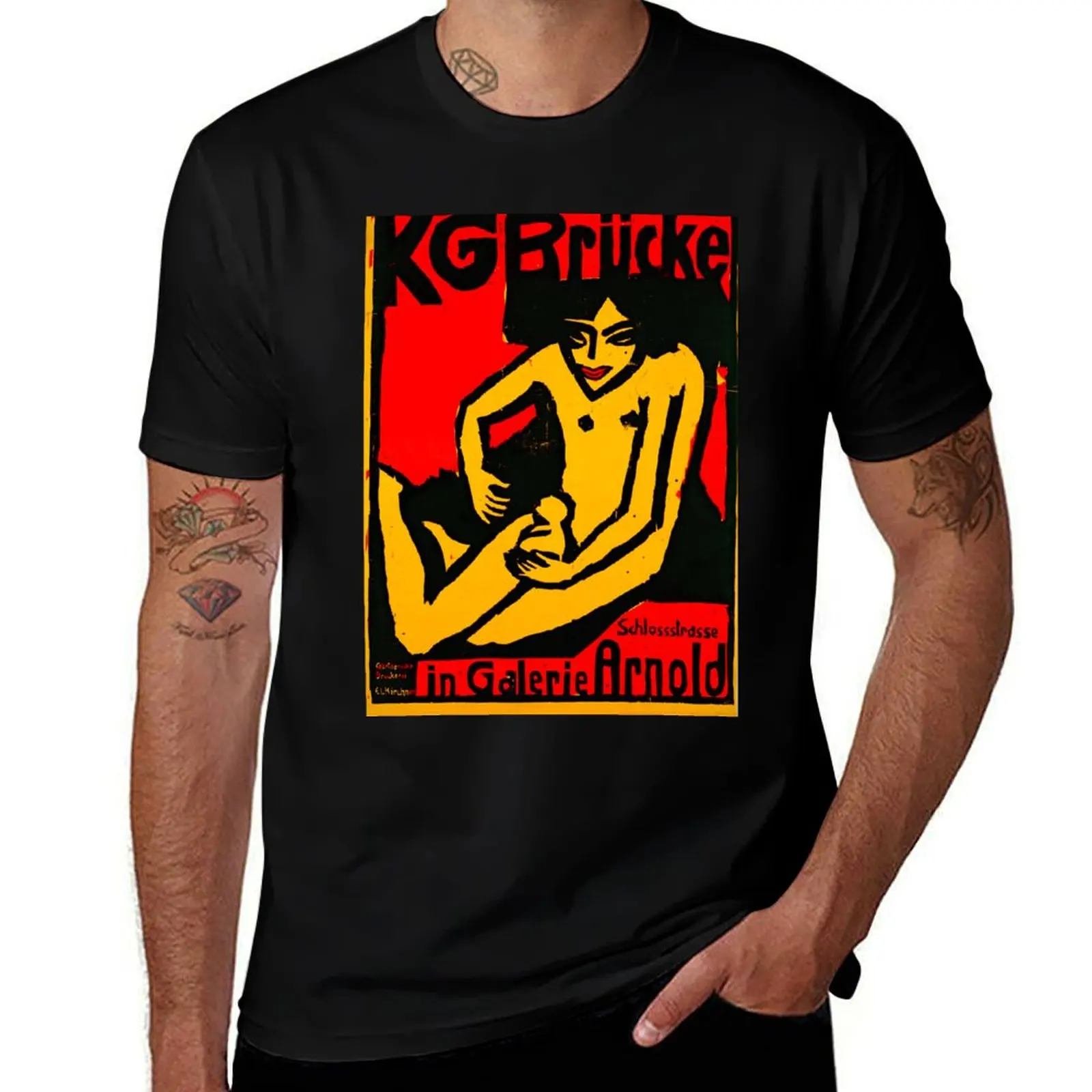 HD ERNST LUDWIG KIRCHNER - Die Brücke 1910 T-Shirt Active Sports Short Sleeve Cotton Shirt T-Shirt