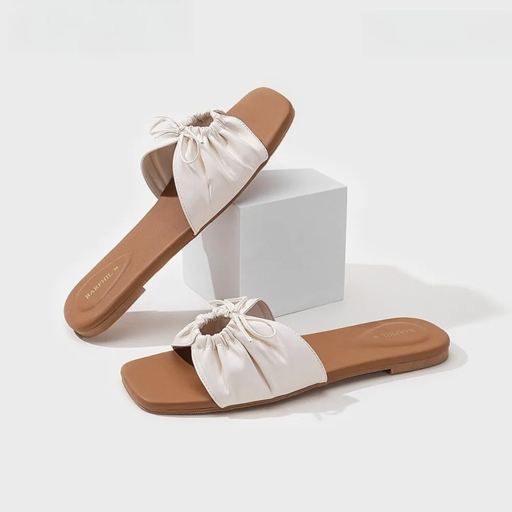 

Женские летние домашние тапочки нового стиля, французские элитные тапочки с одной лямкой для улицы, с завязками и шнуровкой