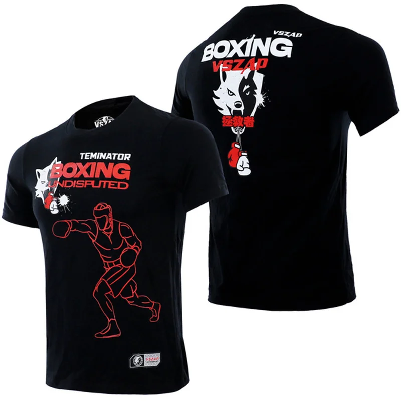 Camiseta de Muay Thai para hombre, camisetas transpirables de Material de secado rápido, ropa de entrenamiento de boxeo al aire libre, camisetas