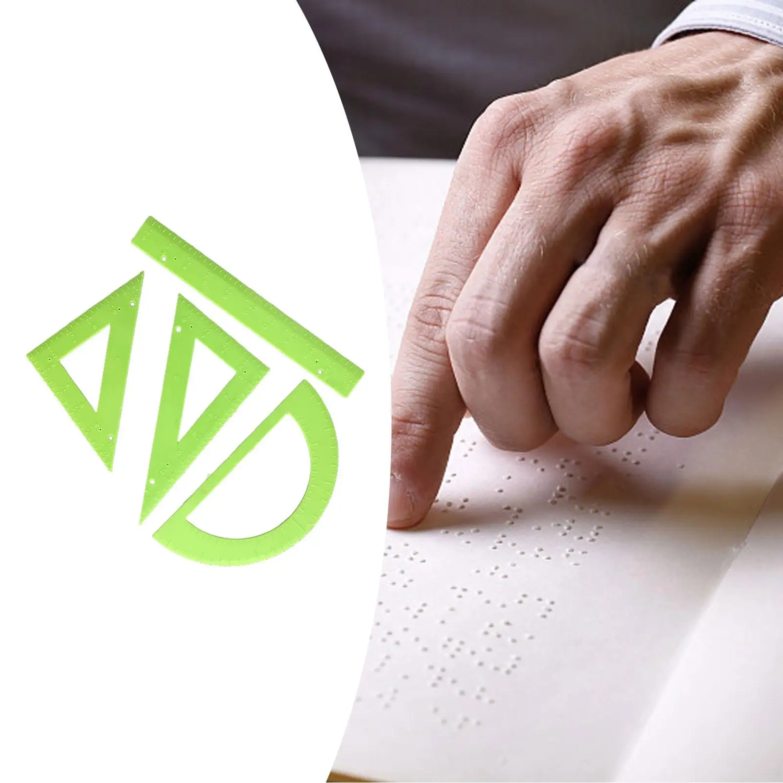 

Набор линеек Braille из 4 предметов, тактильные особенности, простая в использовании, прямая линейка для учителей, прочный образовательный инструмент для школы, домашнего офиса