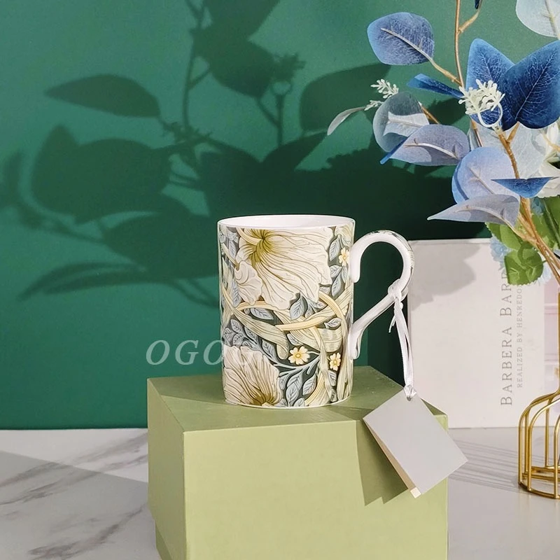 European style fashion mug, coffee cup, souvenir, flower, high-value household water cup, milk, breakfast cup