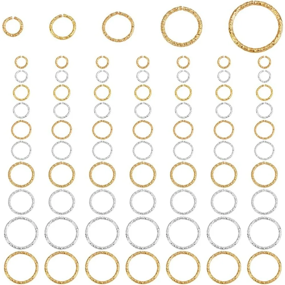 Twist OpenJump Rings 760pcs 5 Sizes Iron O Rings Connectors Golden Platinum 8/10/12/15/20mm Round Jump Ring Jewelry making kit