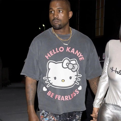 Camiseta Hello Kanye Be Fearless, camiseta Unisex con gráfico de gran tamaño Y2k, parodia de hip-hop, ropa de calle, regalo de algodón Vintage suave para él y ella