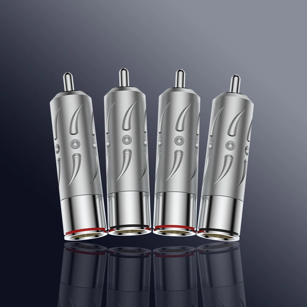 Viborg VR109R New Brand Pure Copper RCA Plug Rhodium Plated Audio Video Adapter Connectors Soldering