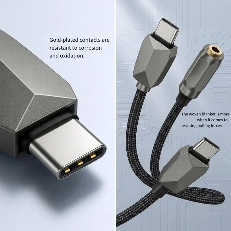Lightweight Braide USB C To Headphone Adapter For nonLag Music Listening Experience Advanced Digital Processing F19E