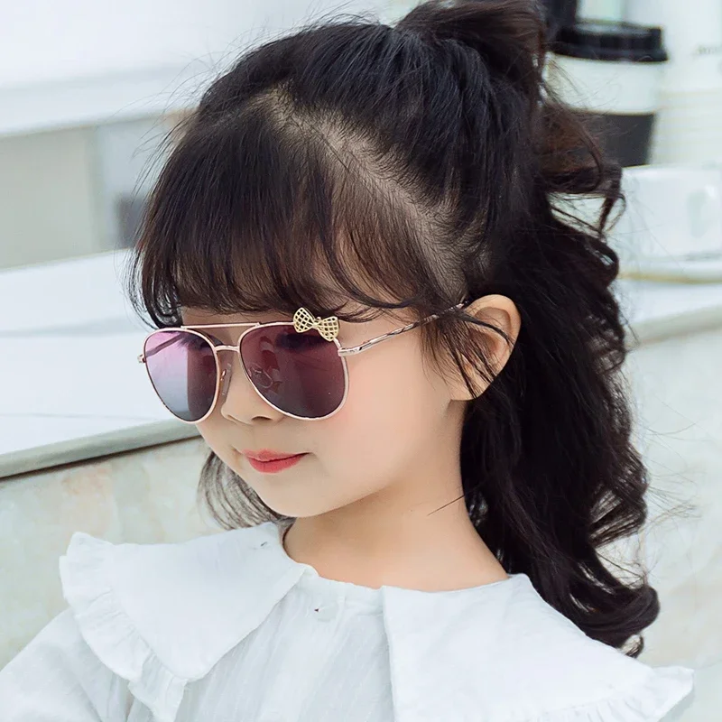 

Fashion Kids Cycling Sunglasses For Girls Bow Metal Polygon Sun Glasses Baby Children Trend Eyeglasses UV400 Goggles 2022 New