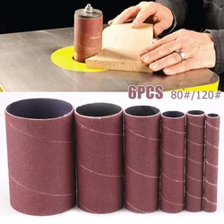 6 Pack Spindle Sanding Sleeves For Oscillating Sander 80 120 Grit Sandpaper Drum For Metal Woodworking Polishing Wheels