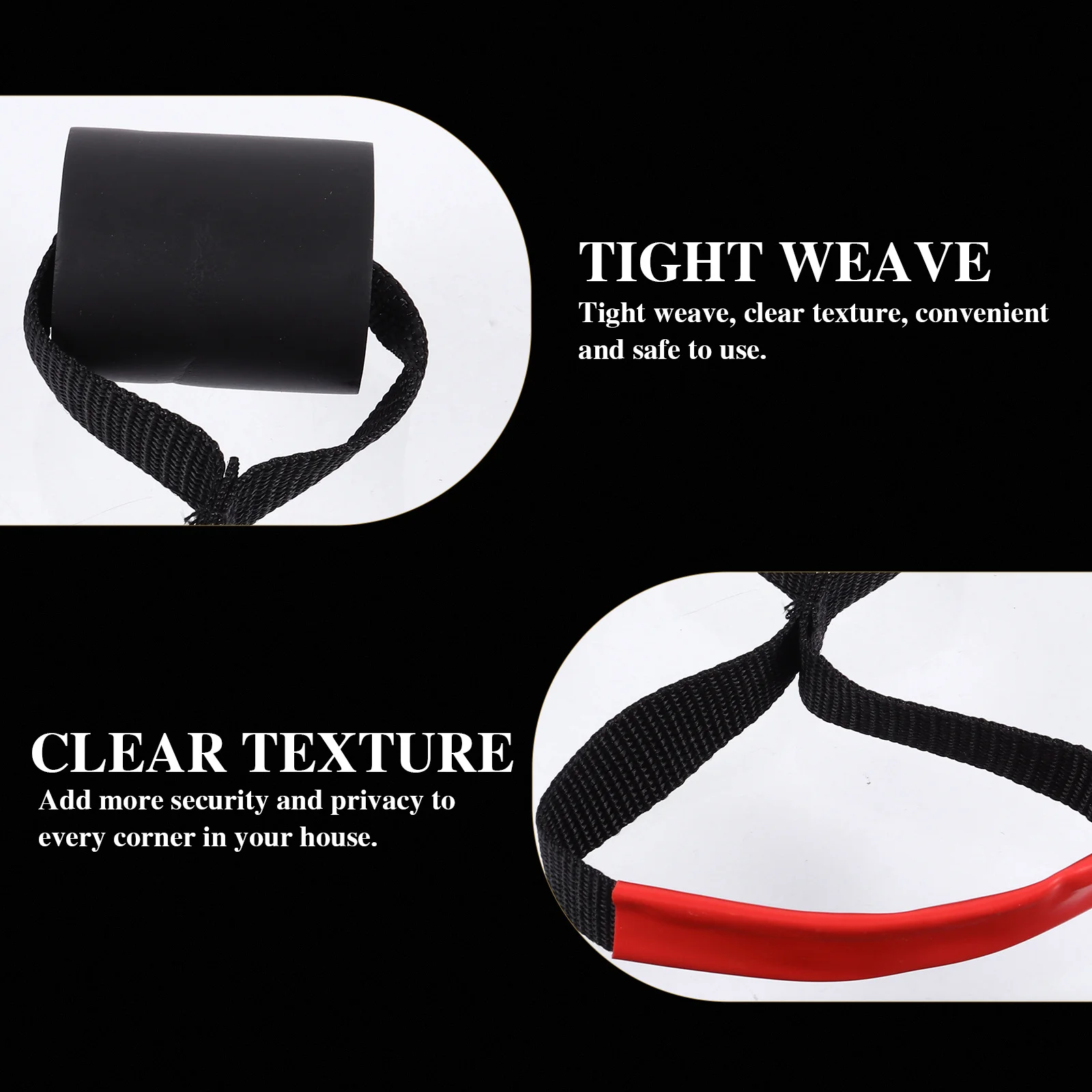 

2 pcs Door Latch Lock Pull Rope Black Durable Safety Buckle For Home Office Security Multipurpose Fitness Tension Band Exercise