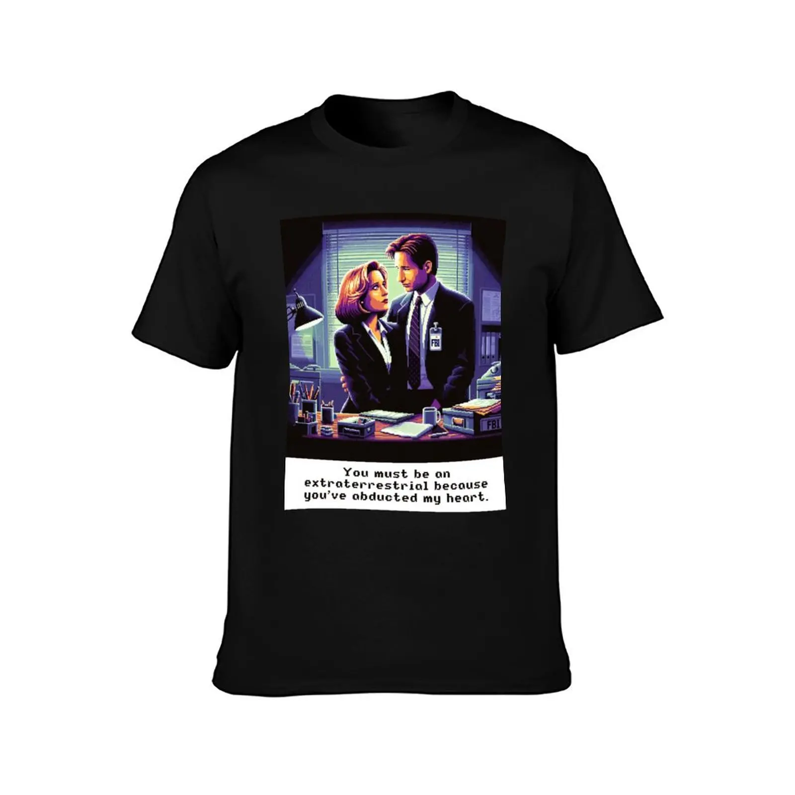 X-Files Mulder and Scully Funny Valentine’s Day Pixel Art T-Shirt Quick Dry Travel T-Shirt