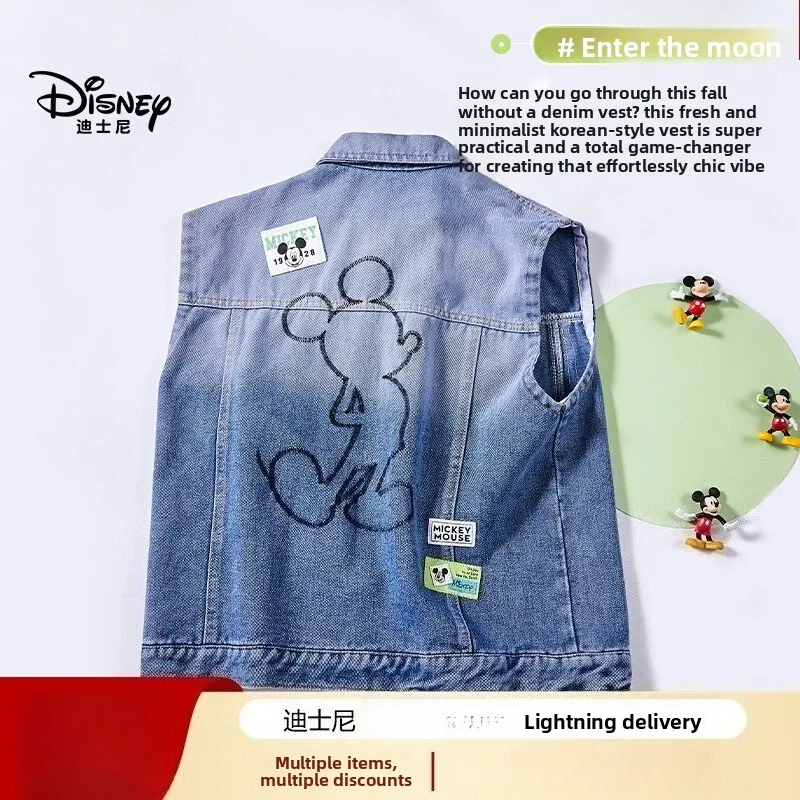 

Disney Boys Denim Vest 2025 - Fashion Sleeveless Jacket for Spring & Autumn