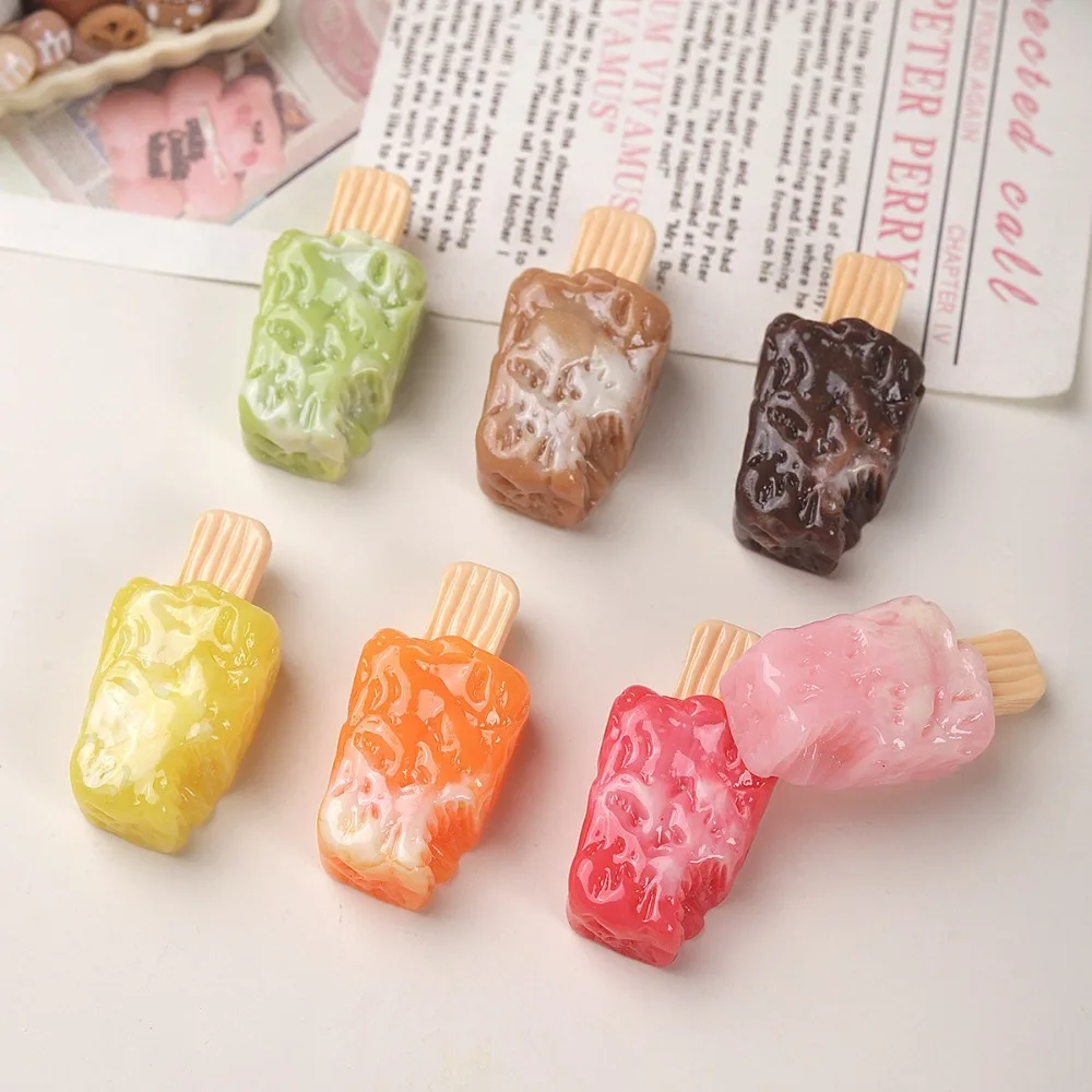 10pcs Mini Kawaii Cute Popsicle Flat Back Cabochons Scrapbook Diy  Party Hairpin Accessories Home Decoration Craft