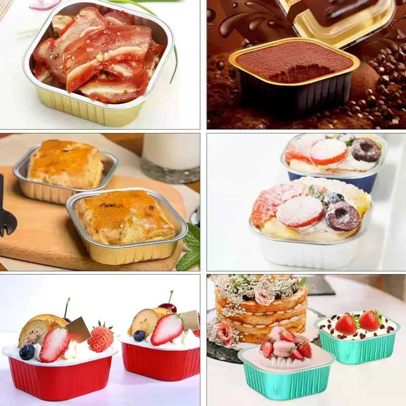 Pack of 50 Heat Resistant Aluminum Foil Baking Pans with Lids - Perfect for Baking Cakes