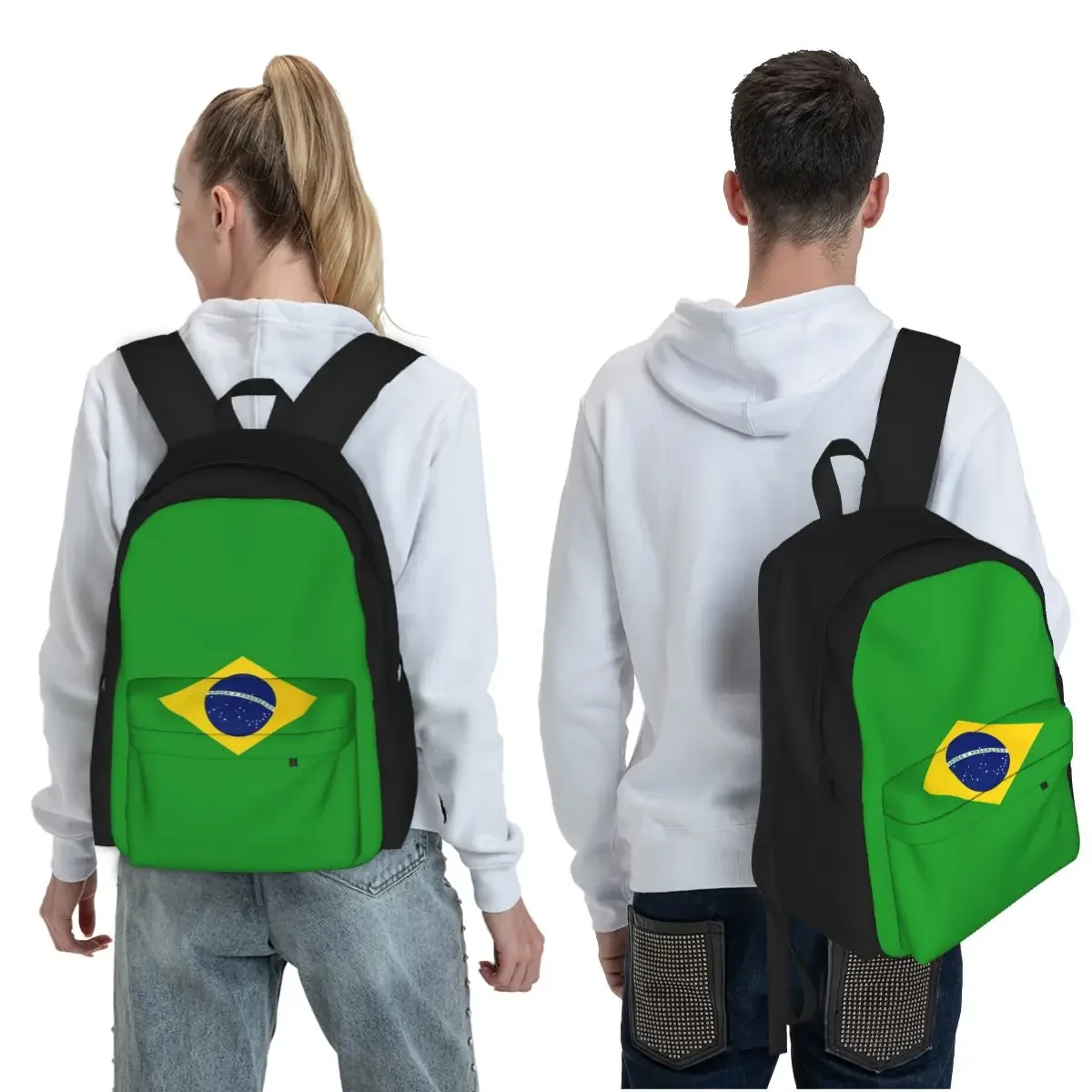 Brazil National Flag Student Backpack School Bag Hiking Travel Daypack for Men Women Fashion Bookbag Shoulder Bags