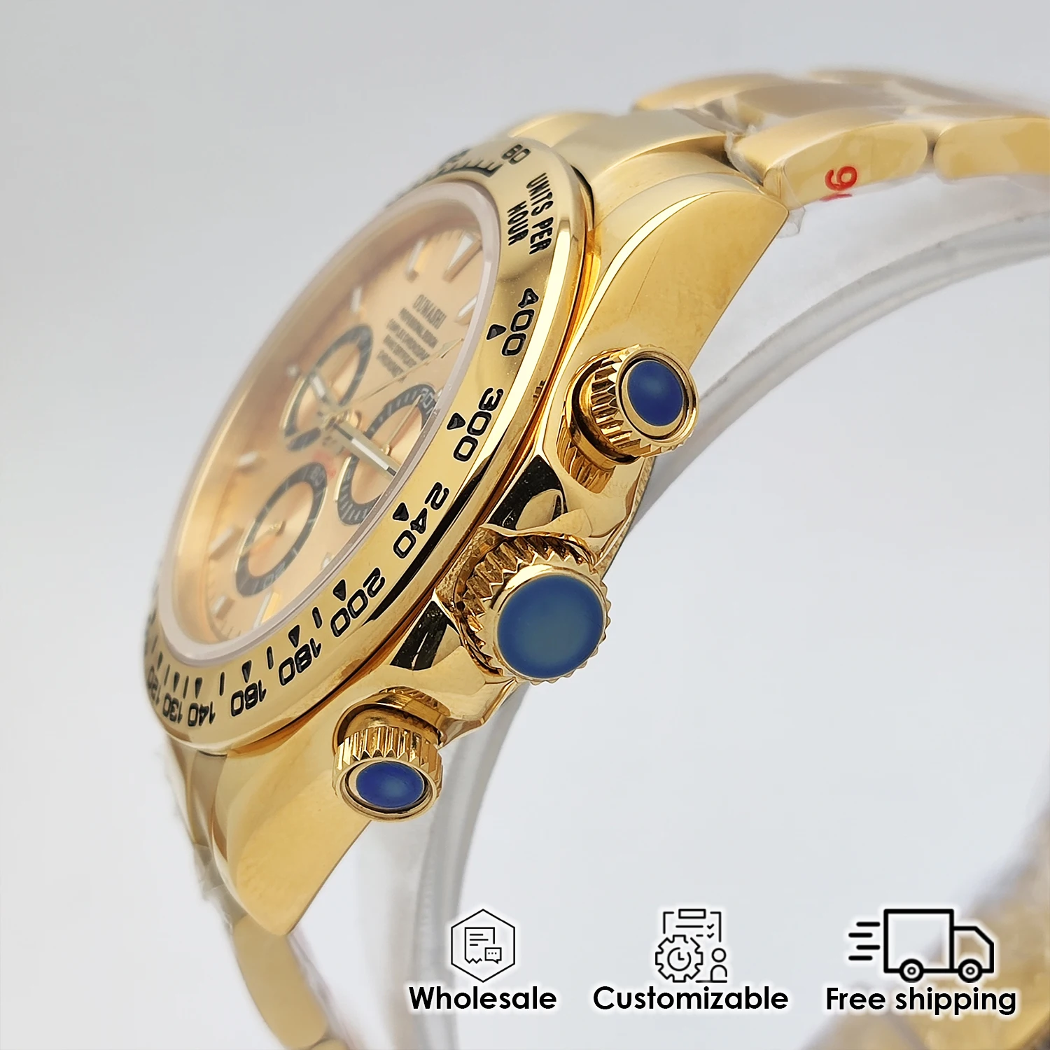 39.5MM Luxury Mechanical Watch Chronograph Waterproof Customizable Auto-winding Transparency Back Customizable Men's Watch