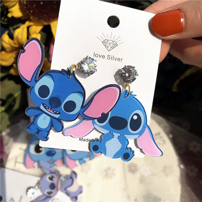 Disney Cartoon Lilo & Stitch Earrings Kawaii Stitch Acrylic Earrings Dangle Ear Drop Jewelry Girls Women Toys Christmas Gifts