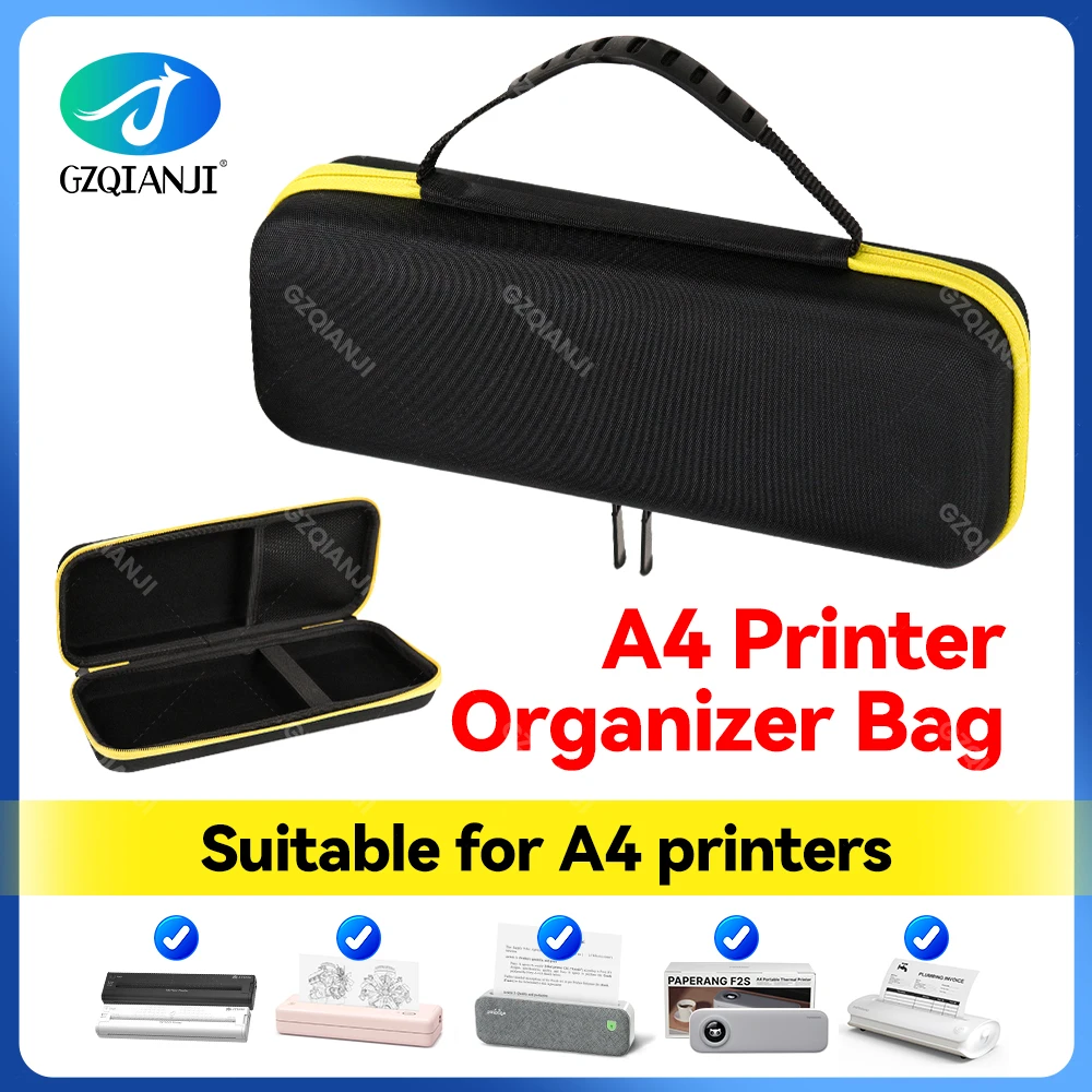 Hard EVA Travel Carrying Bag Storage Case Cover Black for Portable Mini A4 Bluetooth Peripage Printer A40 HPRT MT800 M08F