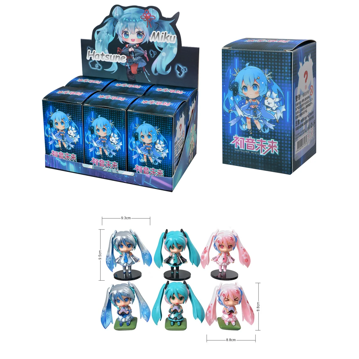 Original 6Pcs/Box Hatsune Miku Blind Box anime Virtual Singer Doll Cute Hand Operated Standing Table Ornament Children's Toy