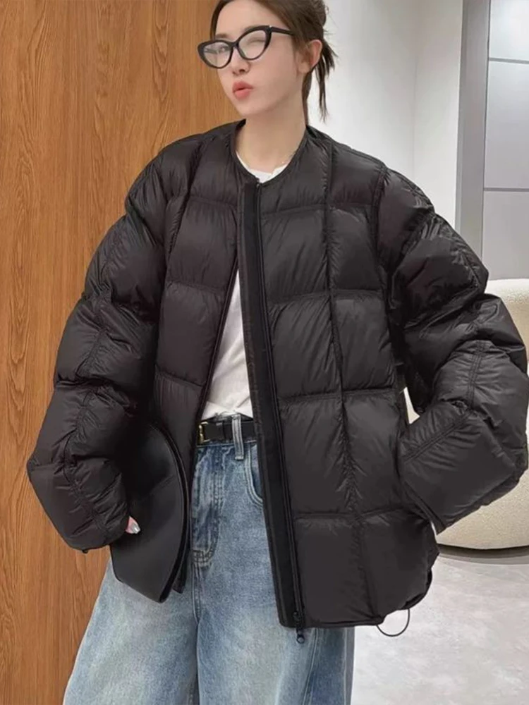 Women's Puffer Jaet Bread Sle Coat Thiened ort round Ne Winter Faion Korean Version Cotton down Outerwear