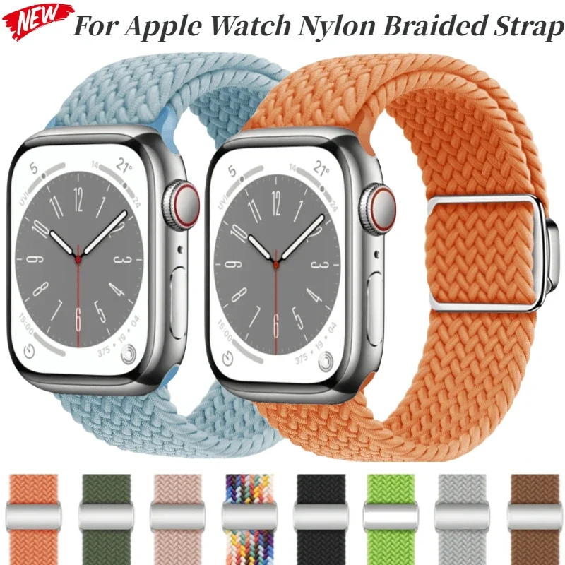 

Нейлоновый плетеный ремешок для Apple Watch Ultra 49 мм 10 9 8 7 46 мм 45 мм 41 мм Магнитный ремешок iWatch Series 6 5 4 SE 44 мм 40 мм 42 мм