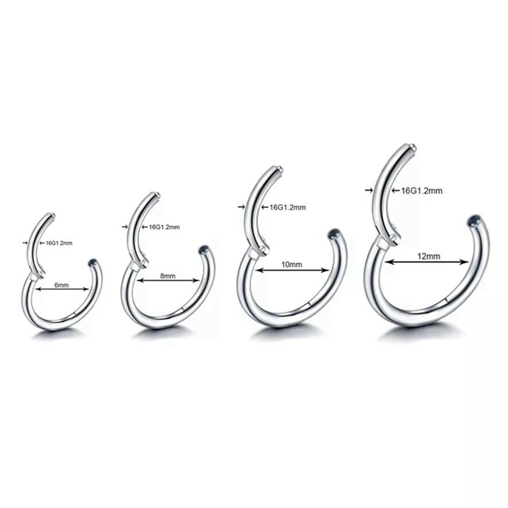 1PC Circular Stainless Steel Nose Piercing Ear Cartilage Ring Lip Ring Rainbow/Gold/Black Punk Simple Piercing Jewelry