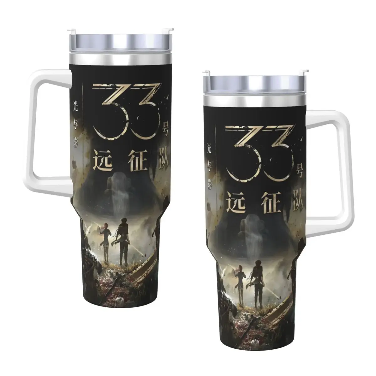 

Expedition 33 Maelle Gustave Lune Sciel Game Stainless Steel Tumbler Travel Thermal Mug With Straws and Lid Water Bottle