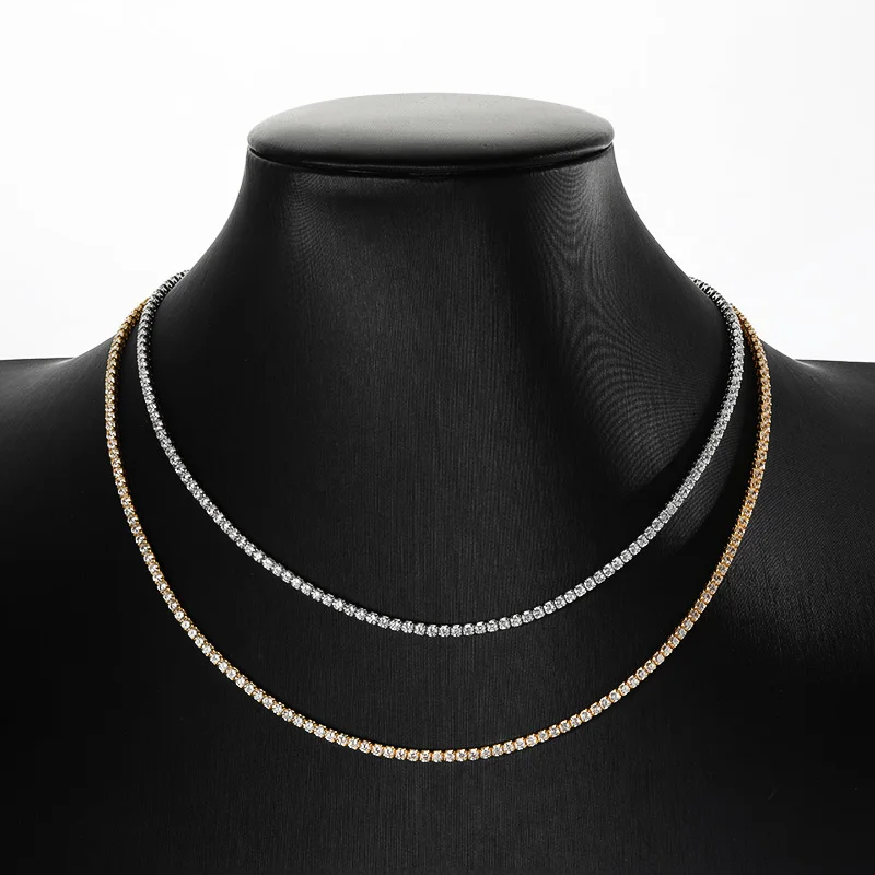

HORRIPAL 2mm D VVS1 Full Moissanite Tennis Necklace S925 Sterling Silver Real Lab Grown Diamond Adjustable Wedding Find Jewelry