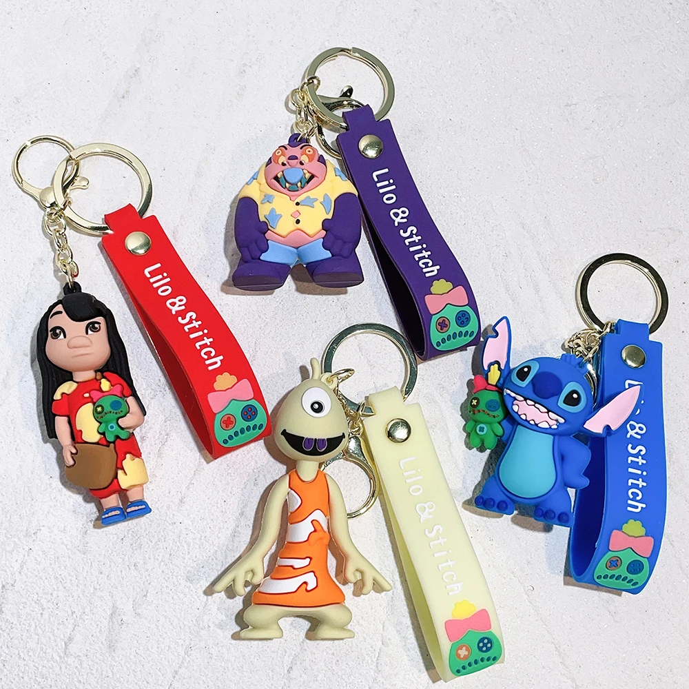 Disney Cartoon Lilo & Stitch Keychain Kawaii Stitch PVC Key Ring Mobile for Phone Bag Hanging Jewelry Kids Gifts